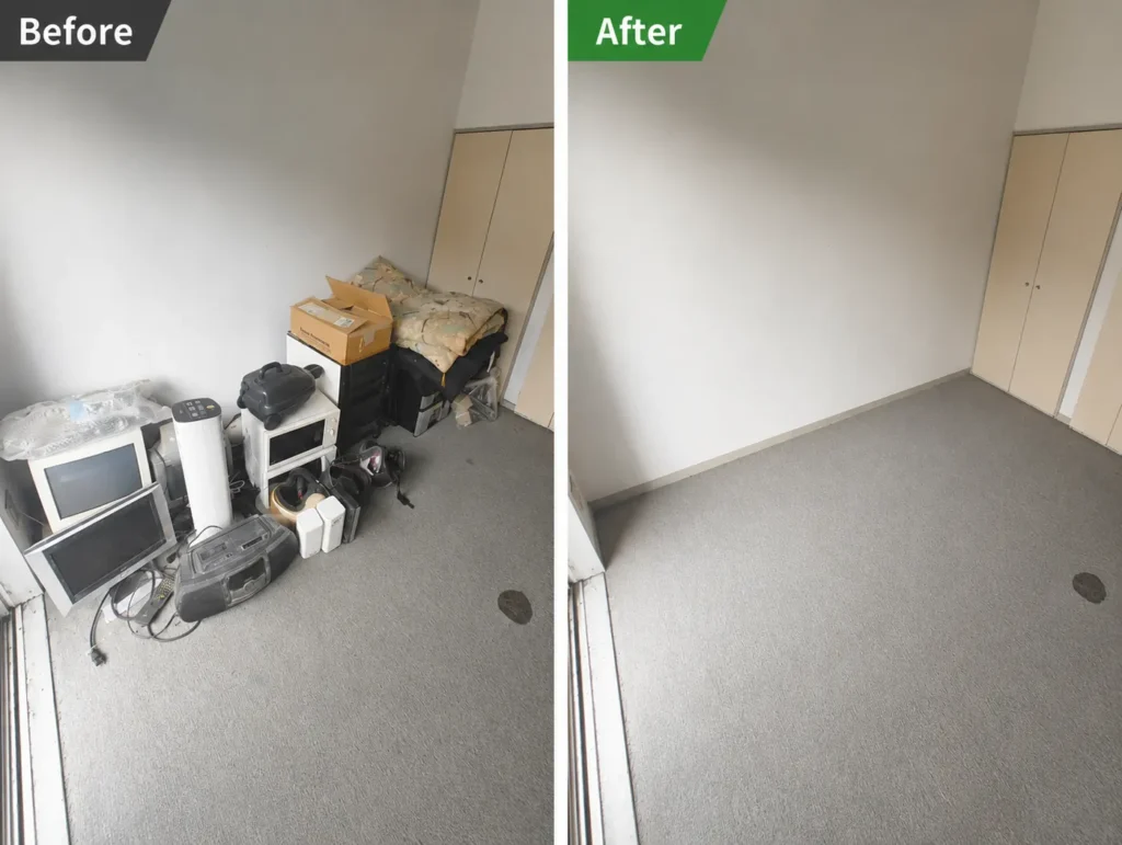 お部屋の不用品回収前後の比較